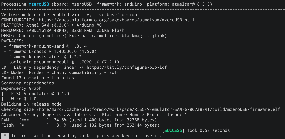 Run my RISC-V emulator on an ARM Cortex-M0+ (SAMD21)